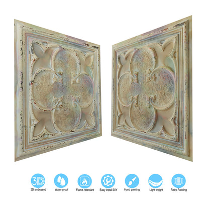 10tiles/lot Textured PVC Ceiling Tiles for Light-Luxury Restaurants, Salons and Beauty Studios PL35