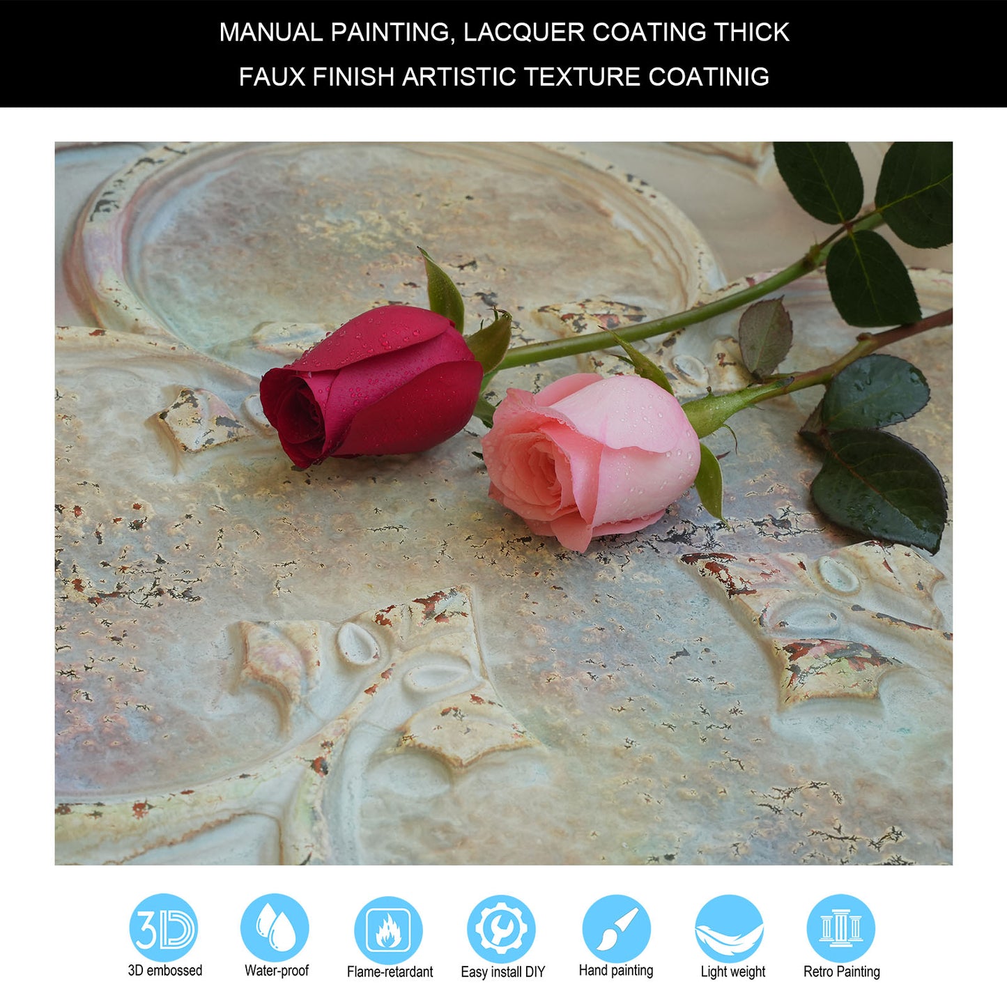 10tiles/lot Textured PVC Ceiling Tiles for Light-Luxury Restaurants, Salons and Beauty Studios PL35