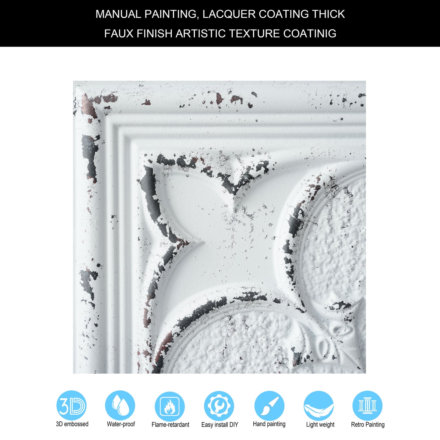 10tiles/lot Glue-Up Ceiling Tiles for Kitchen Renovations, Coffee Shops and Light-Luxury Spaces PL35