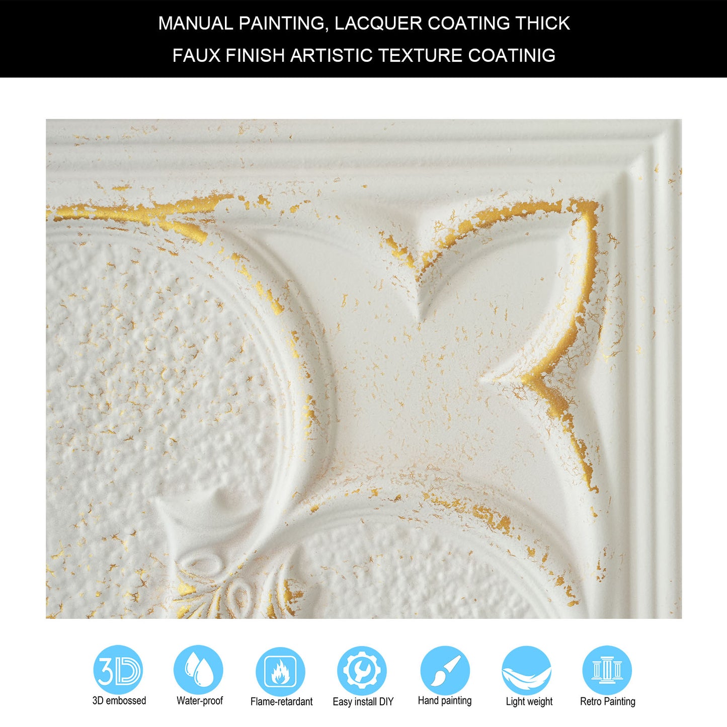 10tiles/lot Glue-Up Ceiling Tiles for Kitchen Renovations, Coffee Shops and Light-Luxury Spaces PL35