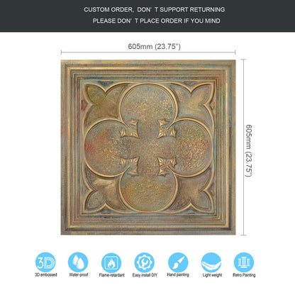 10tiles/lot Textured PVC Ceiling Tiles for Light-Luxury Restaurants, Salons and Beauty Studios PL35