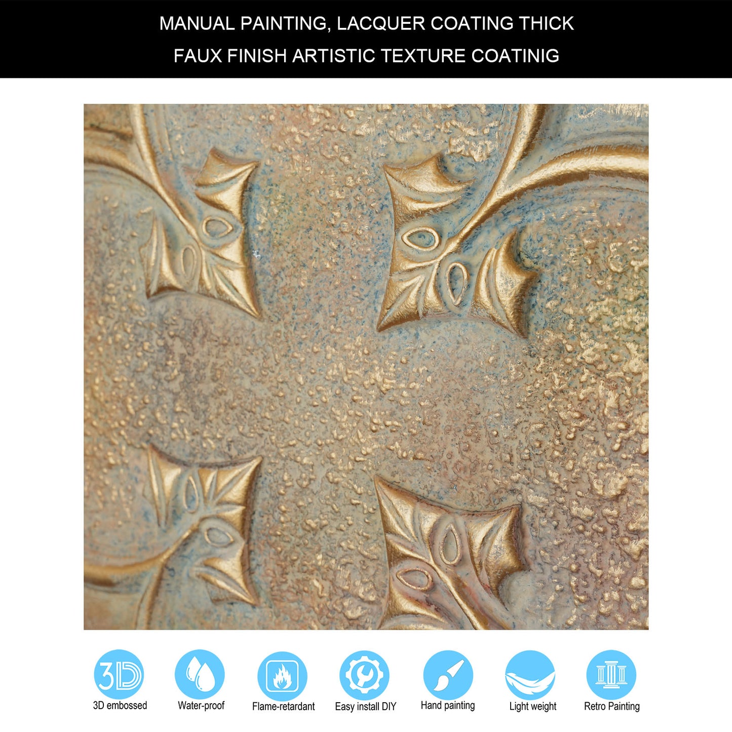 10tiles/lot Textured PVC Ceiling Tiles for Light-Luxury Restaurants, Salons and Beauty Studios PL35