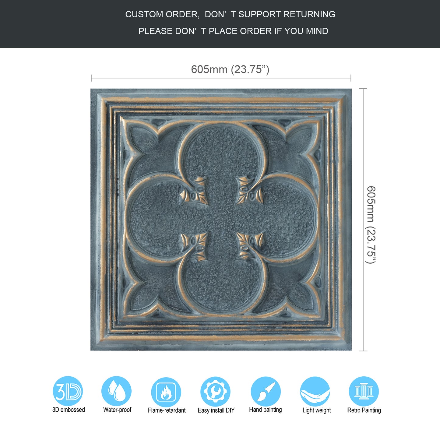 10tiles/lot Faux Tin Ceiling Tiles for Bars, Wine Rooms, Lounges and Modern Hospitality Spaces PL35