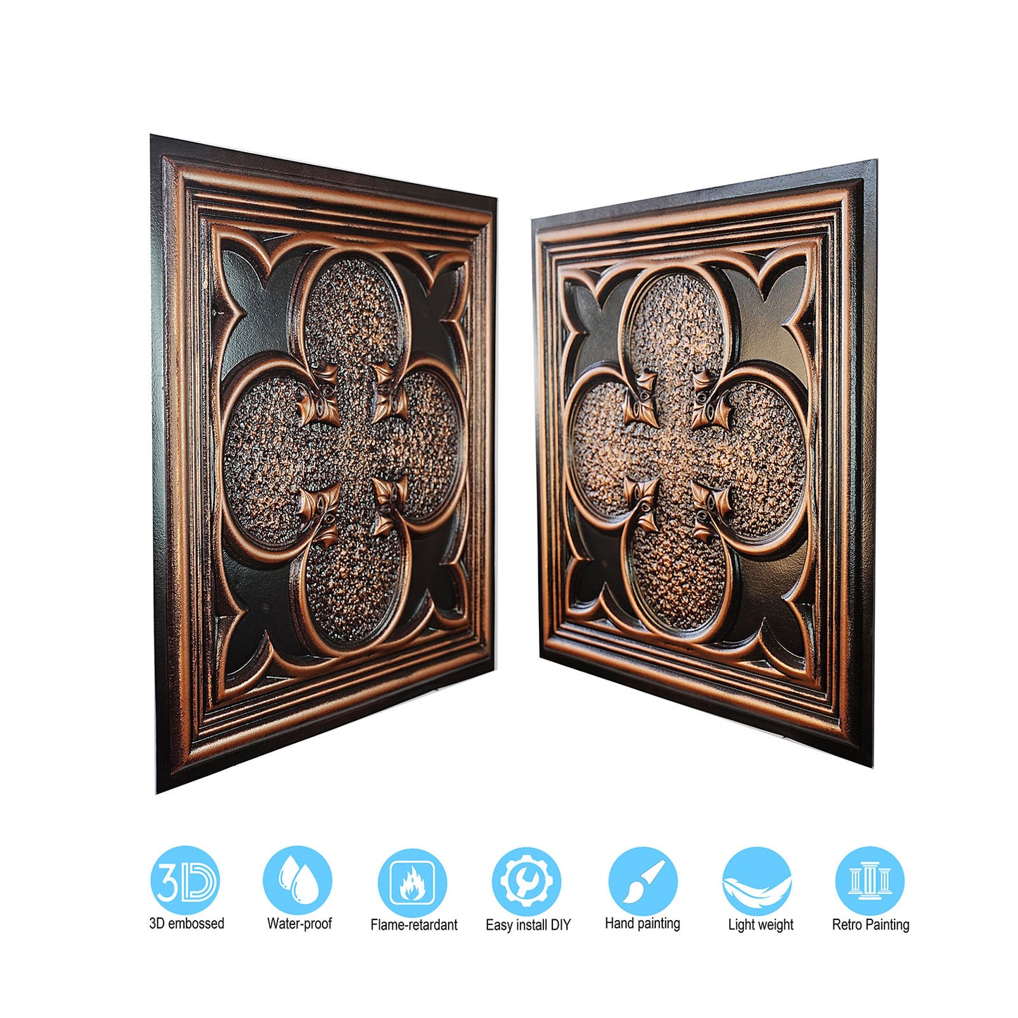 10tiles/lot Tin Ceiling Tiles for Book Cafés, Literary Stores and Creative Cultural Spaces PL35