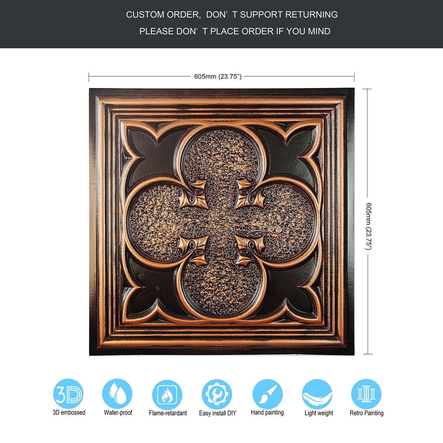 10tiles/lot Tin Ceiling Tiles for Book Cafés, Literary Stores and Creative Cultural Spaces PL35