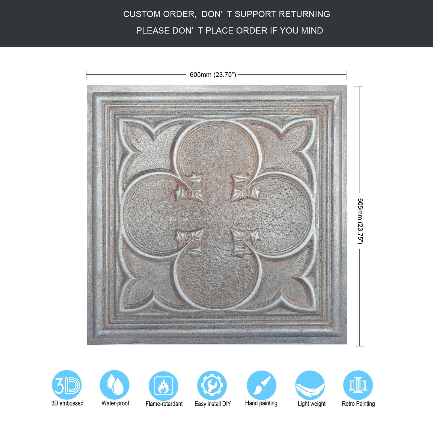 10tiles/lot Faux Metal Ceiling Tiles for Bars, Cafés, Lounges and Contemporary Interiors PL35