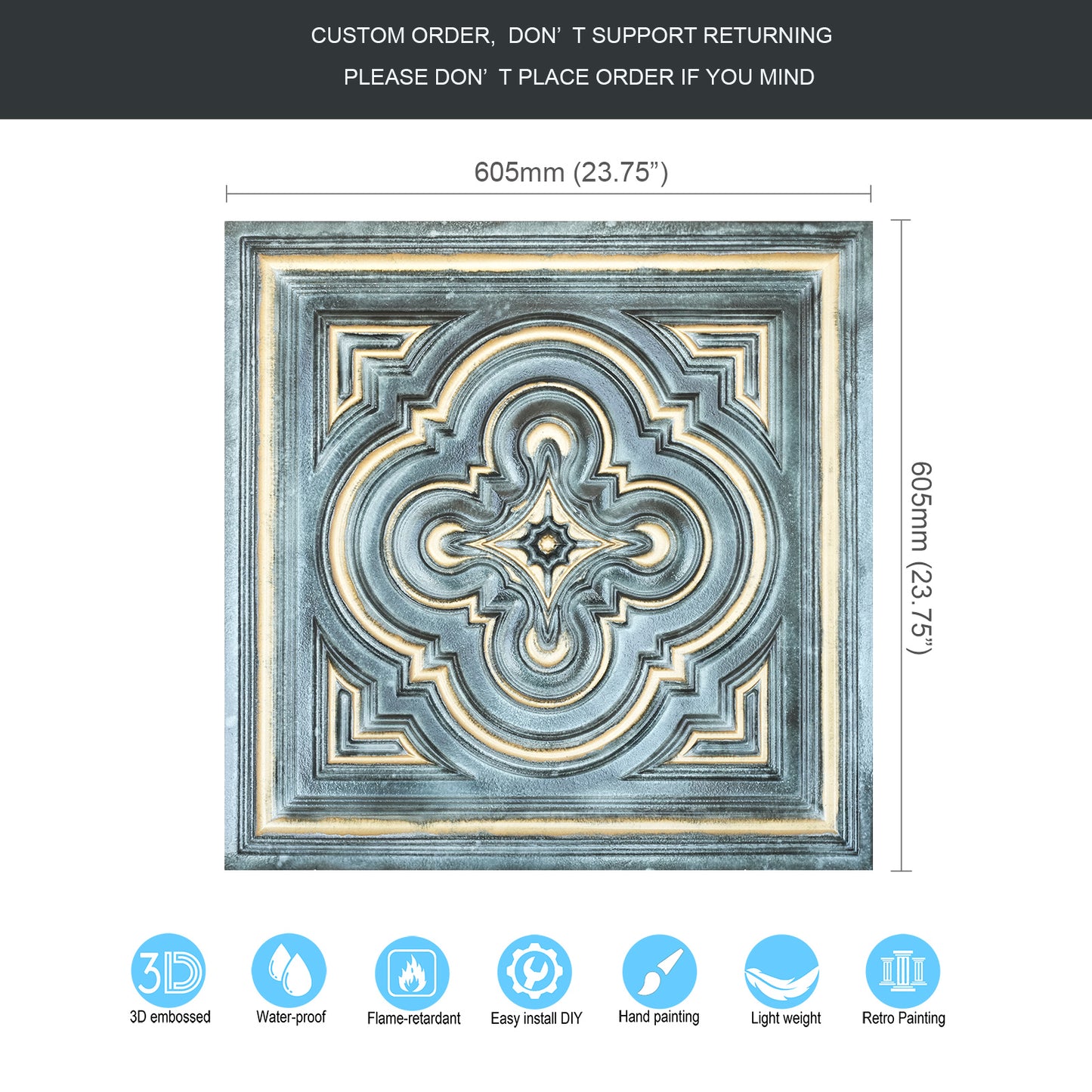 10tiles/lot 3D Faux Metal Ceiling Tiles for Stylish Bars, Clubs and Trendy Restaurants PL36