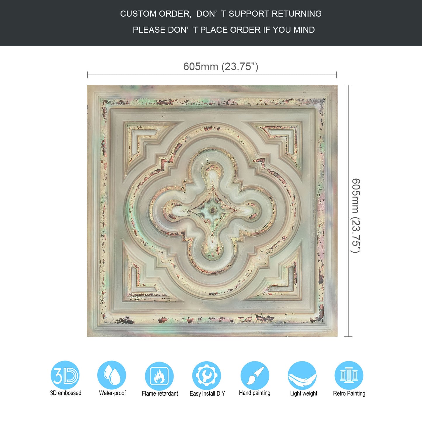 10tiles/lot 3D Faux Metal Ceiling Tiles for Stylish Bars, Clubs and Trendy Restaurants PL36