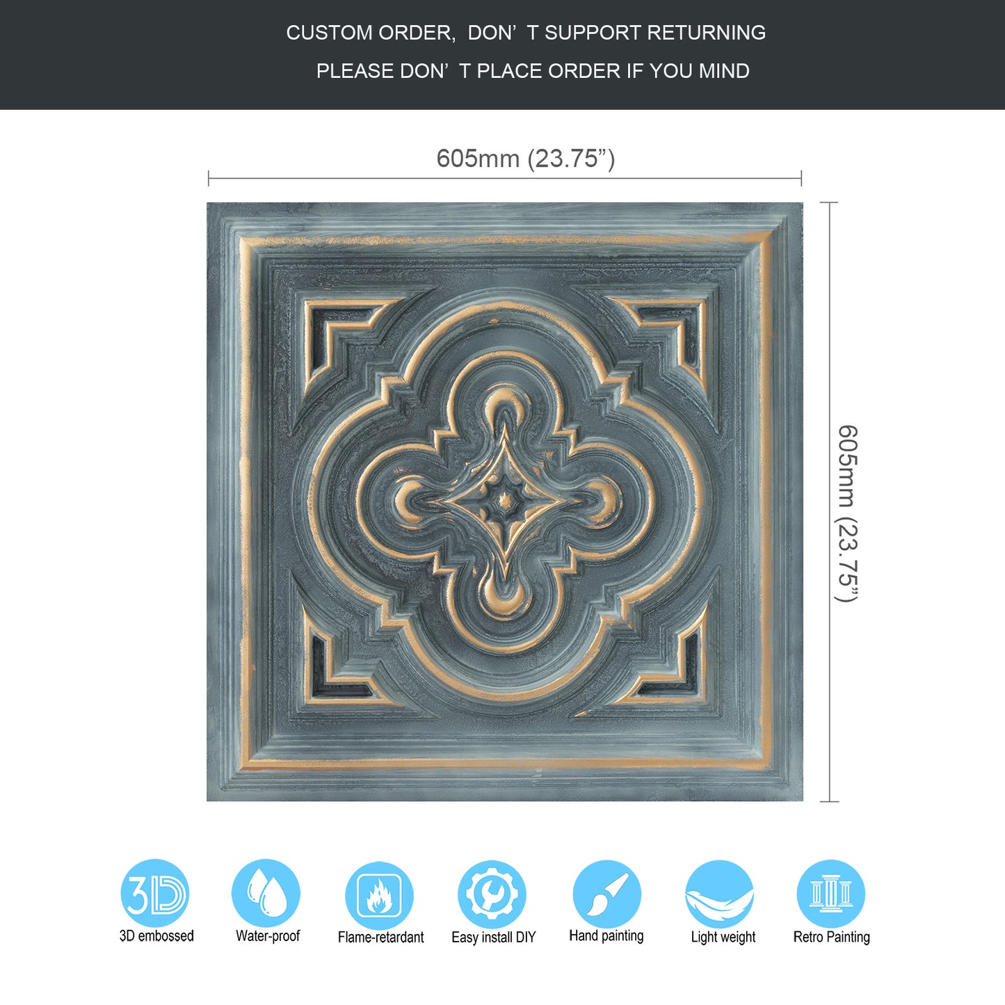 10tiles/lot 3D Faux Metal Ceiling Tiles for Stylish Bars, Clubs and Trendy Restaurants PL36