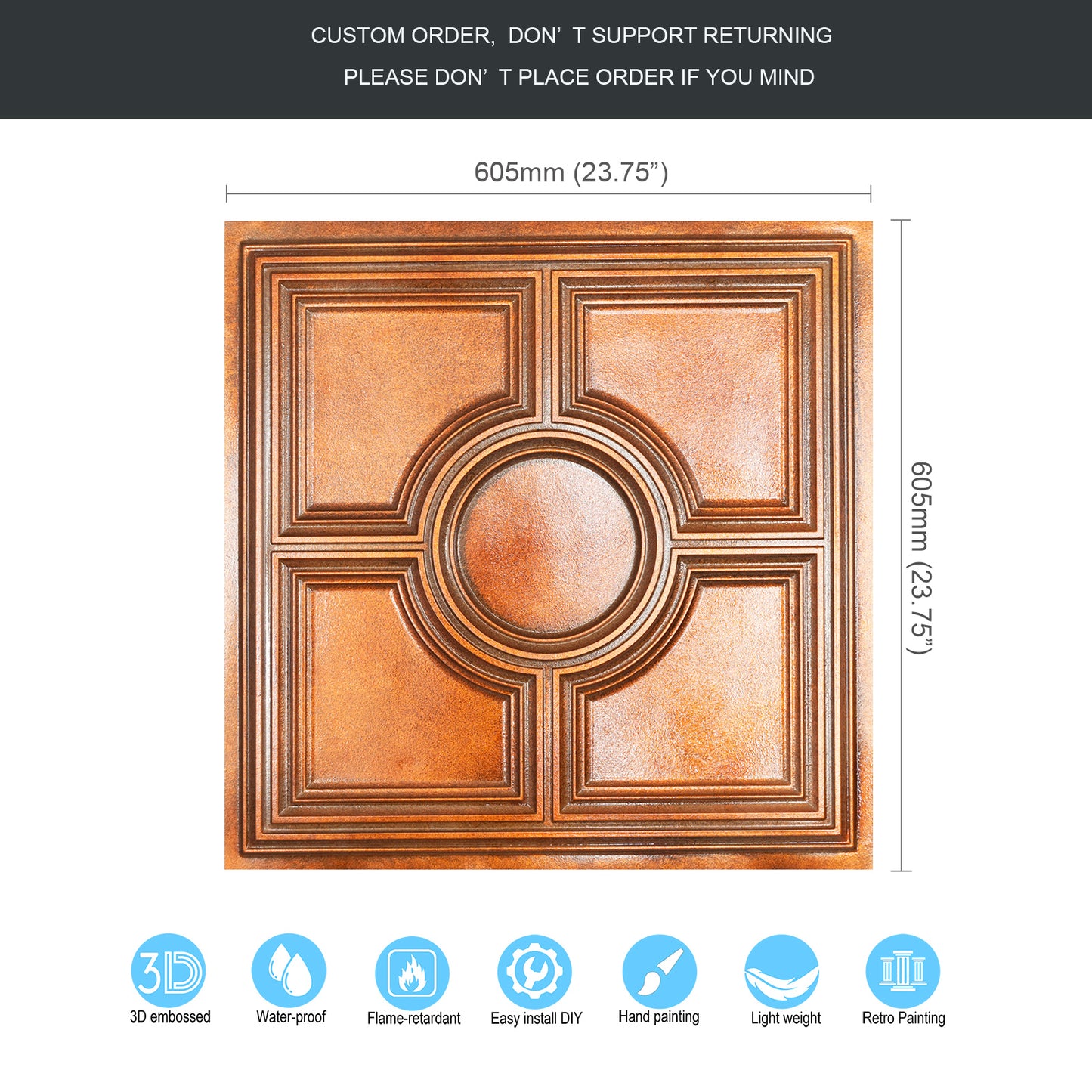 10tiles/lot Aged Decorative Ceiling Panels for Rustic Inns, Guesthouses and Boutique Hotels PL37