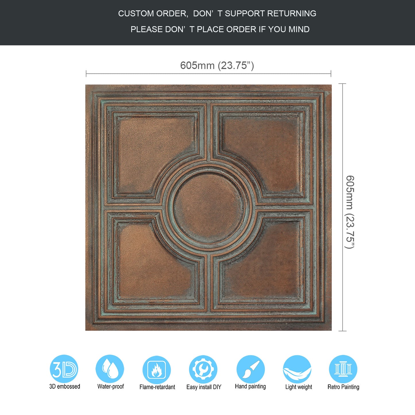 10tiles/lot Metallic Ceiling Tiles for Stylish Bars, Clubs, Restaurants and Social Spaces PL37