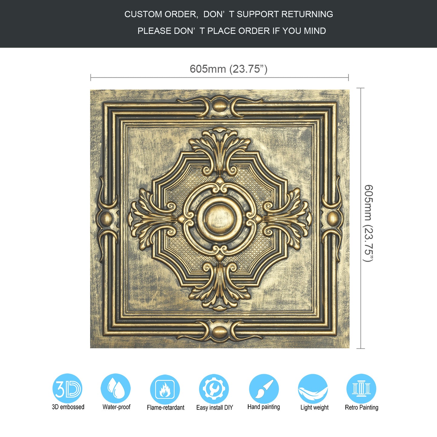 10tiles/lot Embossing Ceiling Tiles for Boutique Restaurants, Premium Lounges and Luxury Hotels PL38