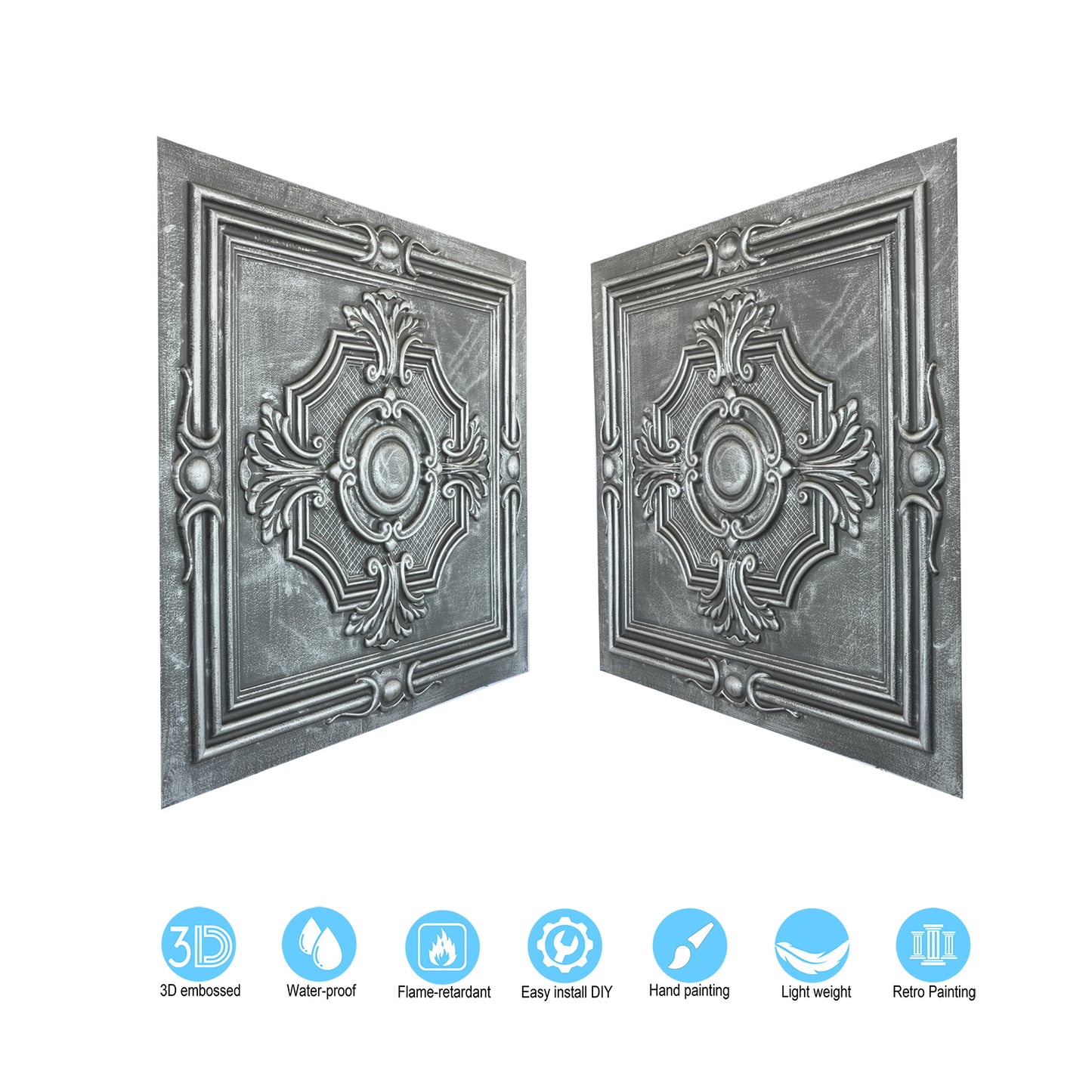 10tiles/lot Glue-Up Ceiling Tiles for Kitchen Renovations, Coffee Shops and Light-Luxury Spaces PL38