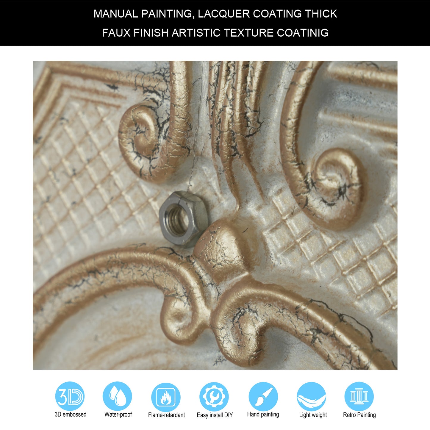 10tiles/lot Decorative PVC Panels for Kitchens, Offices, Living Rooms and Light-Luxury Spaces PL38