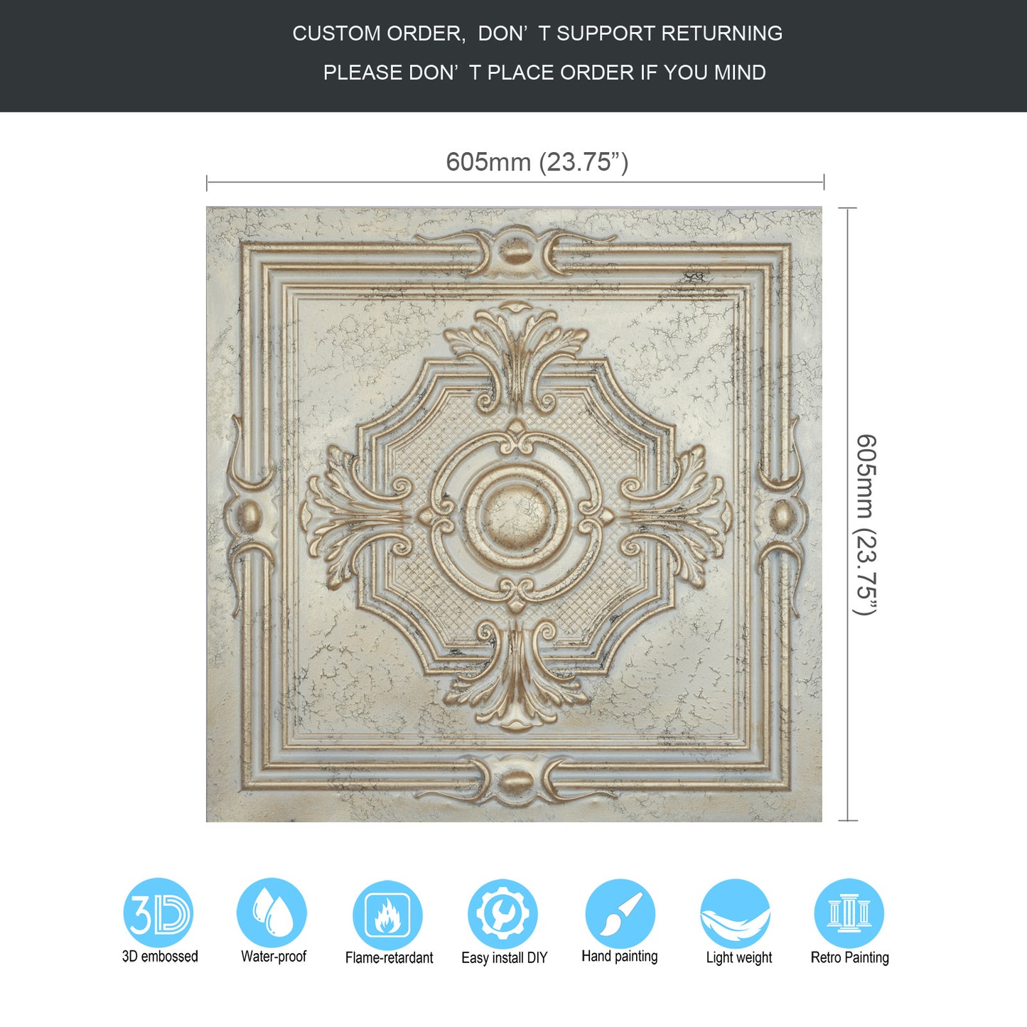 10tiles/lot Decorative PVC Panels for Kitchens, Offices, Living Rooms and Light-Luxury Spaces PL38