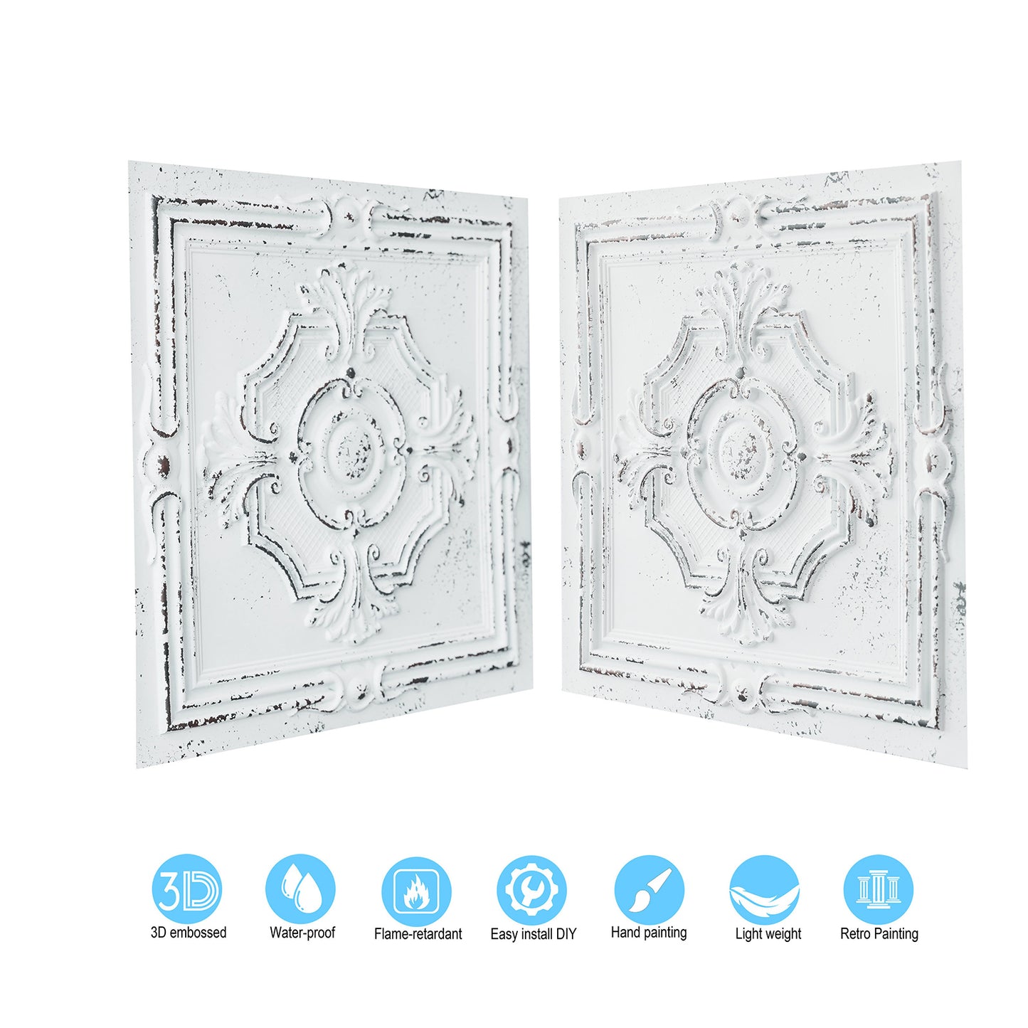 10tiles/lot Decorative PVC Panels for Kitchens, Offices, Living Rooms and Light-Luxury Spaces PL38