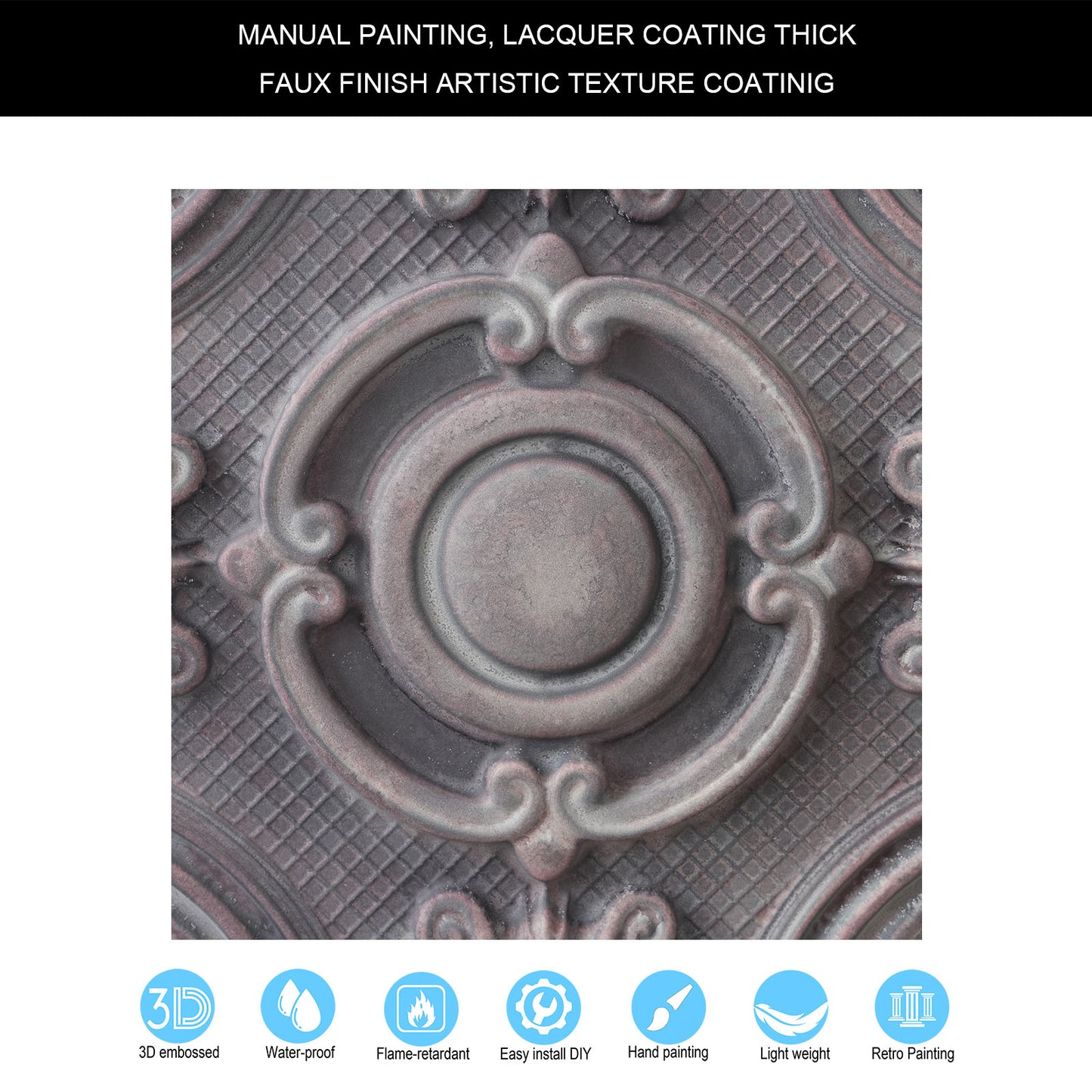 10tiles/lot Glue-Up Ceiling Tiles for Kitchen Renovations, Coffee Shops and Light-Luxury Spaces PL38