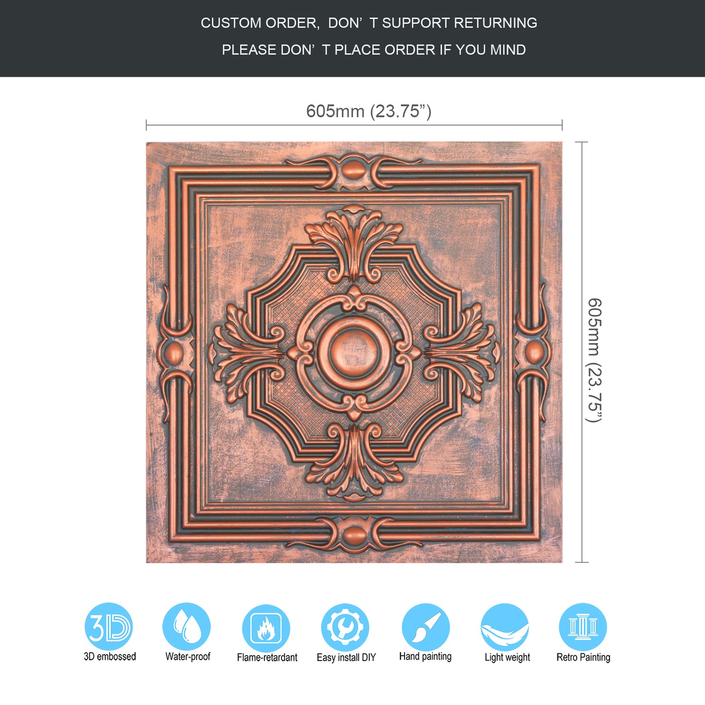 10tiles/lot Tin Ceiling Tiles for Book Cafés, Literary Stores and Creative Cultural Spaces PL38