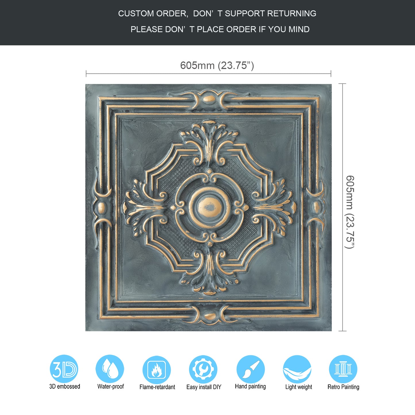 10tiles/lot Embossing Ceiling Tiles for Boutique Restaurants, Premium Lounges and Luxury Hotels PL38