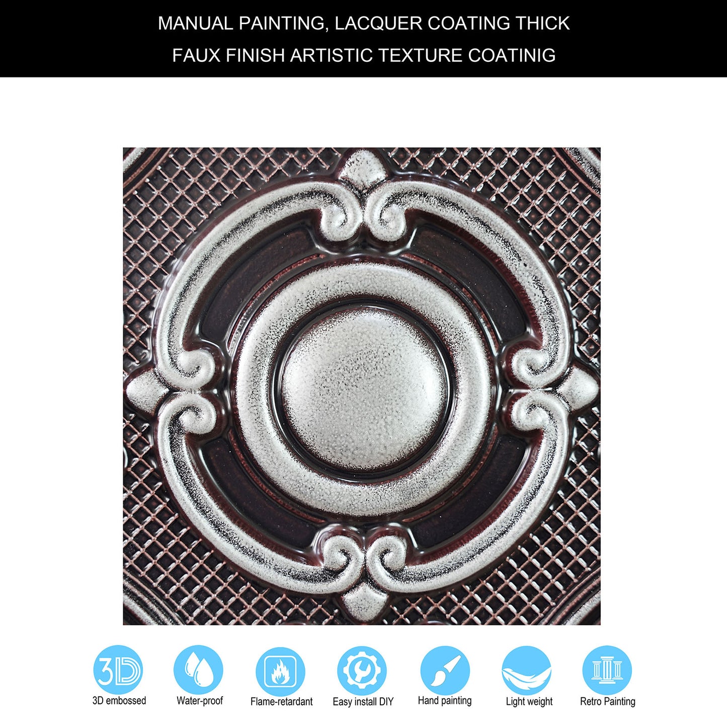 10tiles/lot Faux Tin Ceiling Panels for High-End Restaurants, Coffee Bars and Luxury Apartments PL38