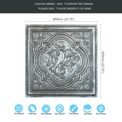 10tiles/lot DIY Faux Metal Ceiling Tile Panels for Café Bars, Studios and Artistic Interiors PL39