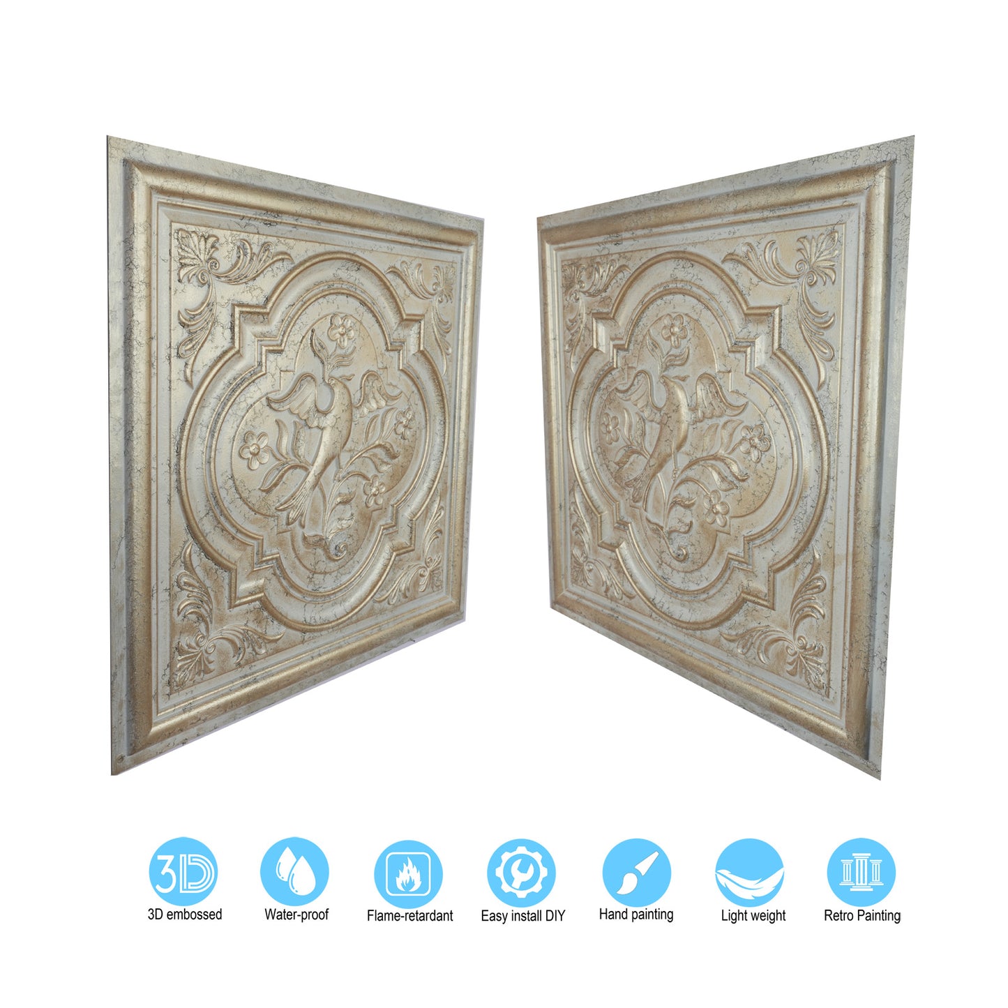 10tiles/lot Embossed Ceiling Tiles for Elegant Restaurants, Coffee Shops and Contemporary Bedrooms PL39