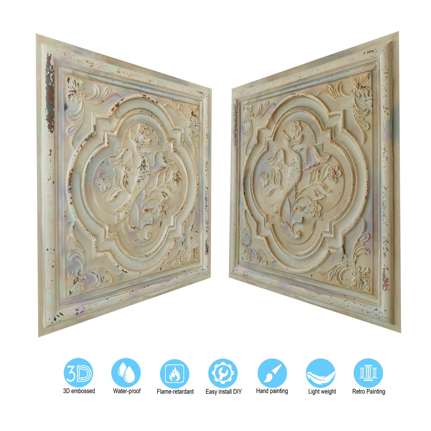 10tiles/lot Embossed Ceiling Tiles for Elegant Restaurants, Coffee Shops and Contemporary Bedrooms PL39