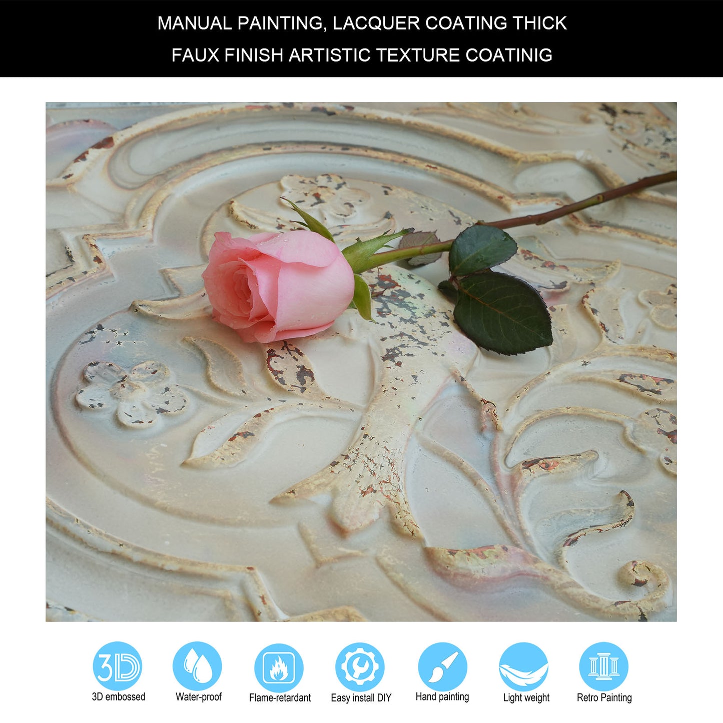 10tiles/lot Embossed Ceiling Tiles for Elegant Restaurants, Coffee Shops and Contemporary Bedrooms PL39