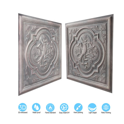 10tiles/lot DIY Faux Metal Ceiling Tile Panels for Café Bars, Studios and Artistic Interiors PL39