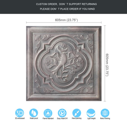 10tiles/lot DIY Faux Metal Ceiling Tile Panels for Café Bars, Studios and Artistic Interiors PL39