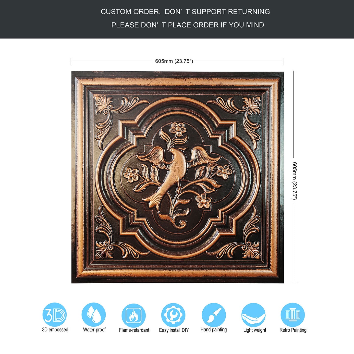 10tiles/lot Artistic Ceiling Tiles for Libraries, Museums, Craft Studios and Cultural Interiors PL39