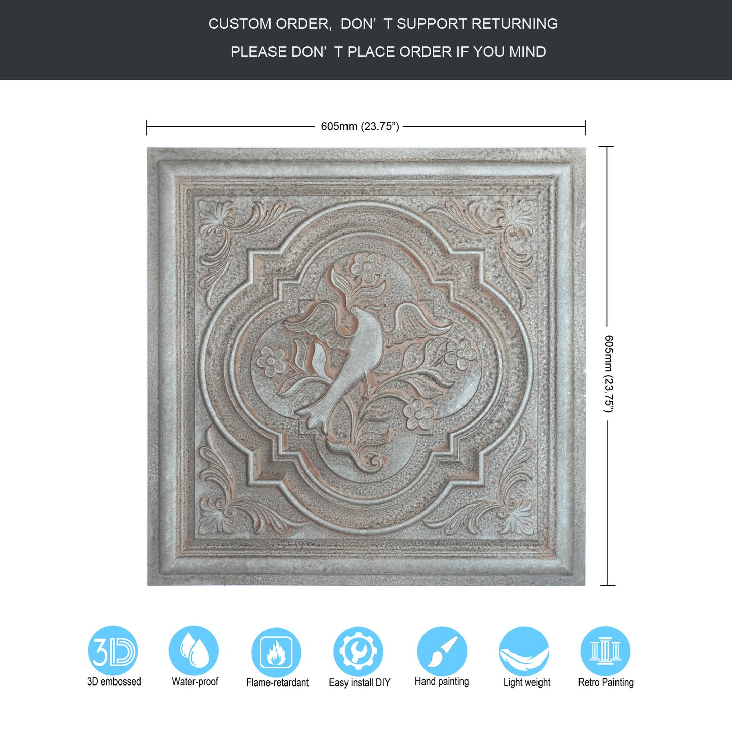 10tiles/lot Artistic Ceiling Tiles for Libraries, Museums, Craft Studios and Cultural Interiors PL39