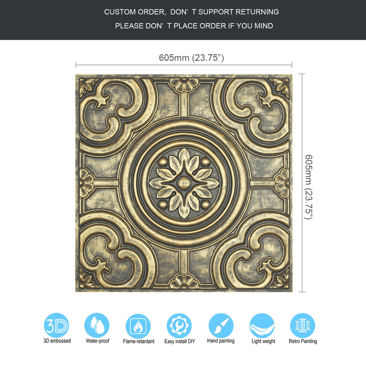 10tiles/lot Embossing Ceiling Tiles for Boutique Restaurants, Premium Lounges and Luxury Hotels PL50