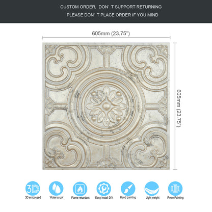 10tiles/lot Textured PVC Ceiling Tiles for Light-Luxury Restaurants, Salons and Beauty Studios PL50