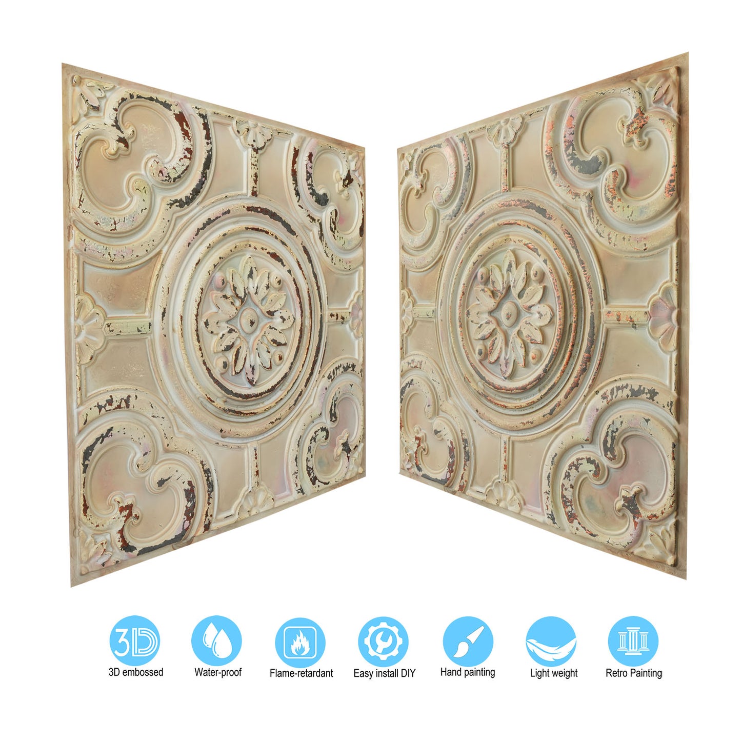 10tiles/lot Artistic Ceiling Tiles for Book Cafés, Literary Shops and Cultural Retail Spaces PL50