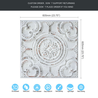 10tiles/lot Textured PVC Ceiling Tiles for Light-Luxury Restaurants, Salons and Beauty Studios PL50