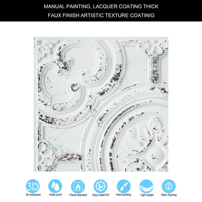 10tiles/lot Textured PVC Ceiling Tiles for Light-Luxury Restaurants, Salons and Beauty Studios PL50