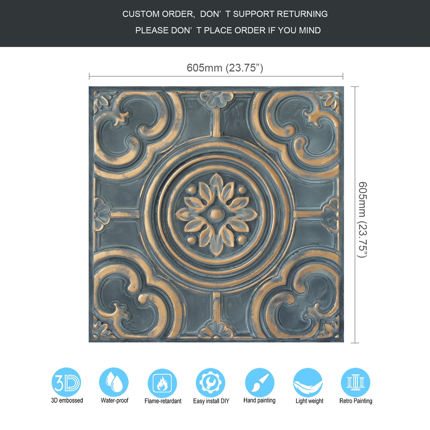 10tiles/lot Embossing Ceiling Tiles for Boutique Restaurants, Premium Lounges and Luxury Hotels PL50