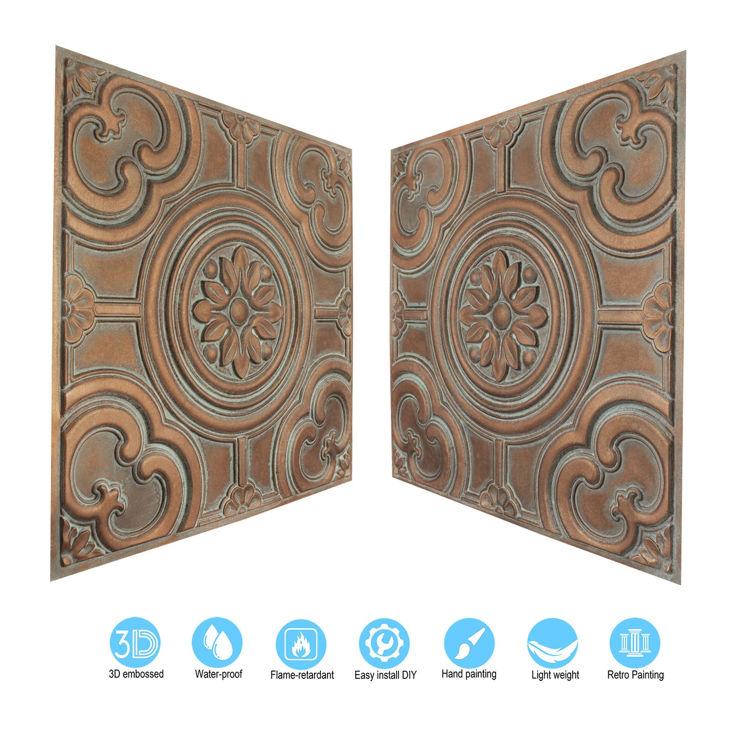 10tiles/lot 3D Faux Metal Ceiling Tiles for Stylish Bars, Clubs and Trendy Restaurants PL50