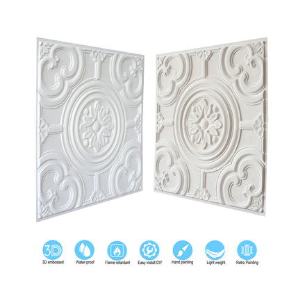 10tiles/lot Textured PVC Ceiling Tiles for Light-Luxury Restaurants, Salons and Beauty Studios PL50