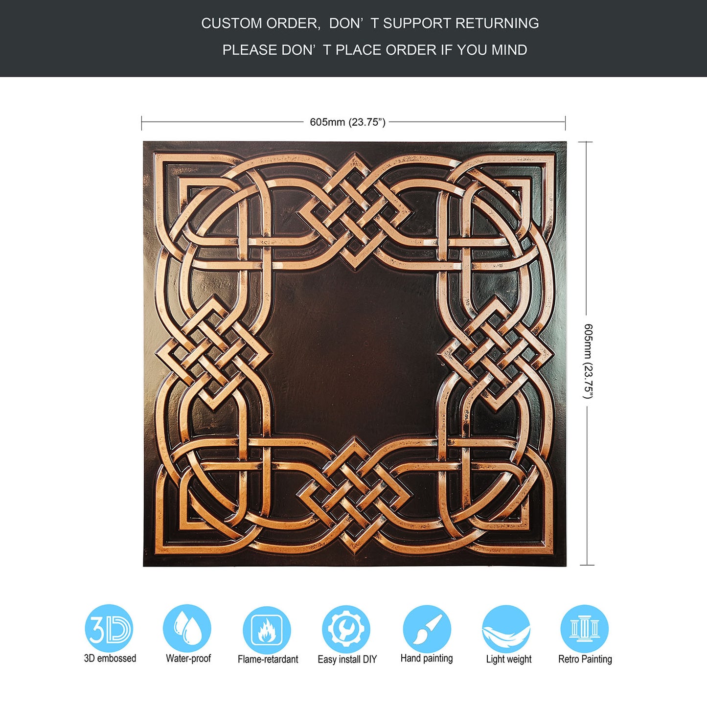 10tiles/lot Decorative Ceiling Tiles for Luxury Hotels, Villas, Salons and High-End Interiors PL61