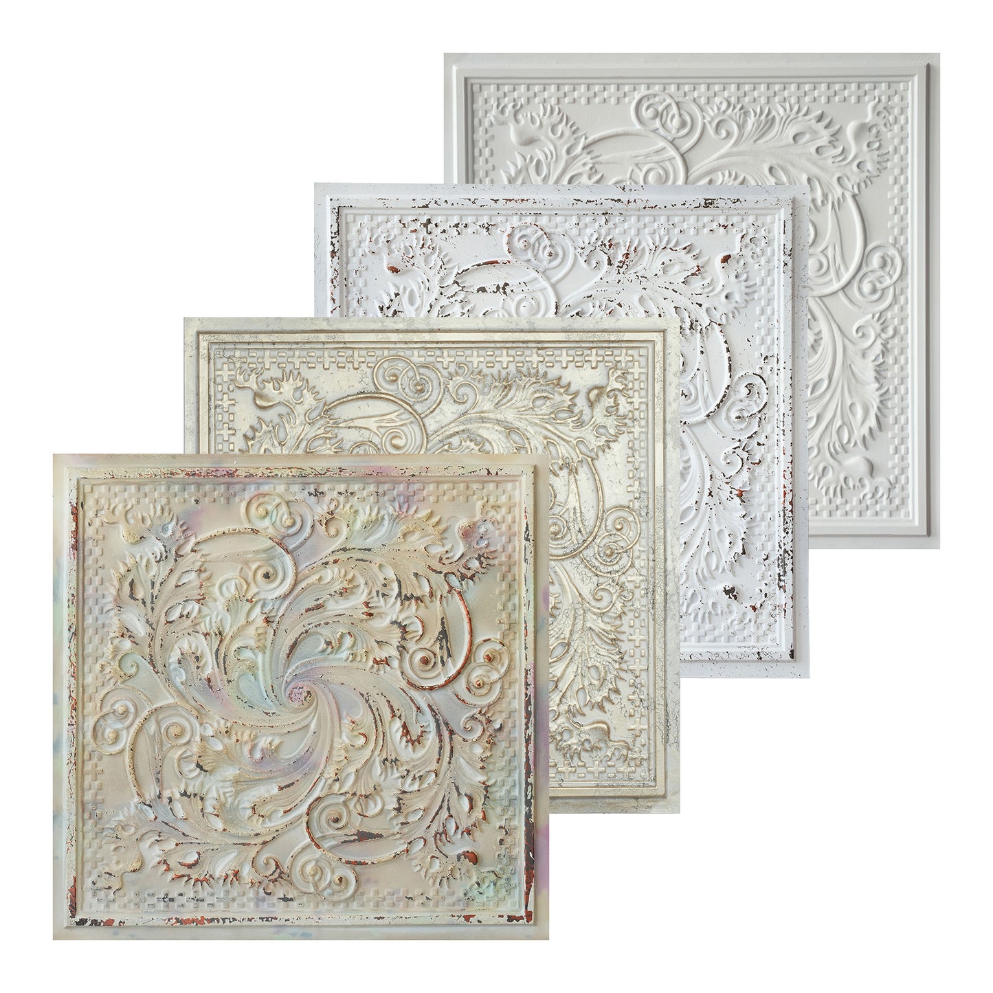 10tiles/lot Distressed Faux Tin Ceiling Tiles for Industrial Cafés, Craft Workshops and Retro Interiors PL62