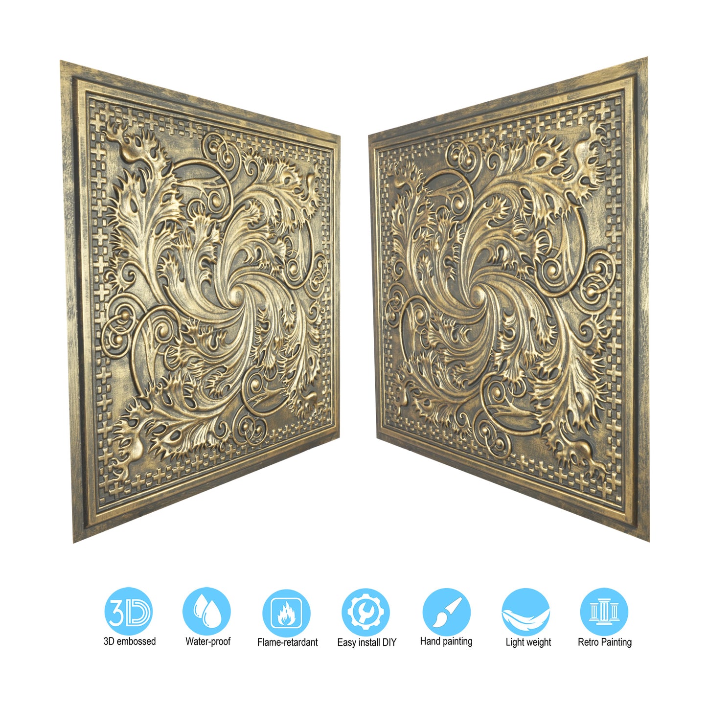 10tiles/lot Drop-In Tin Ceiling Tiles for Restaurants, Bars, Meeting Rooms and Retail Spaces PL62