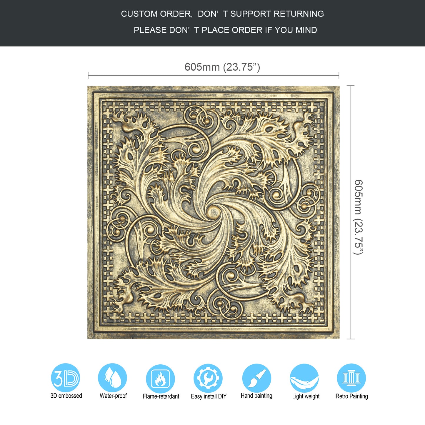 10tiles/lot Drop-In Tin Ceiling Tiles for Restaurants, Bars, Meeting Rooms and Retail Spaces PL62