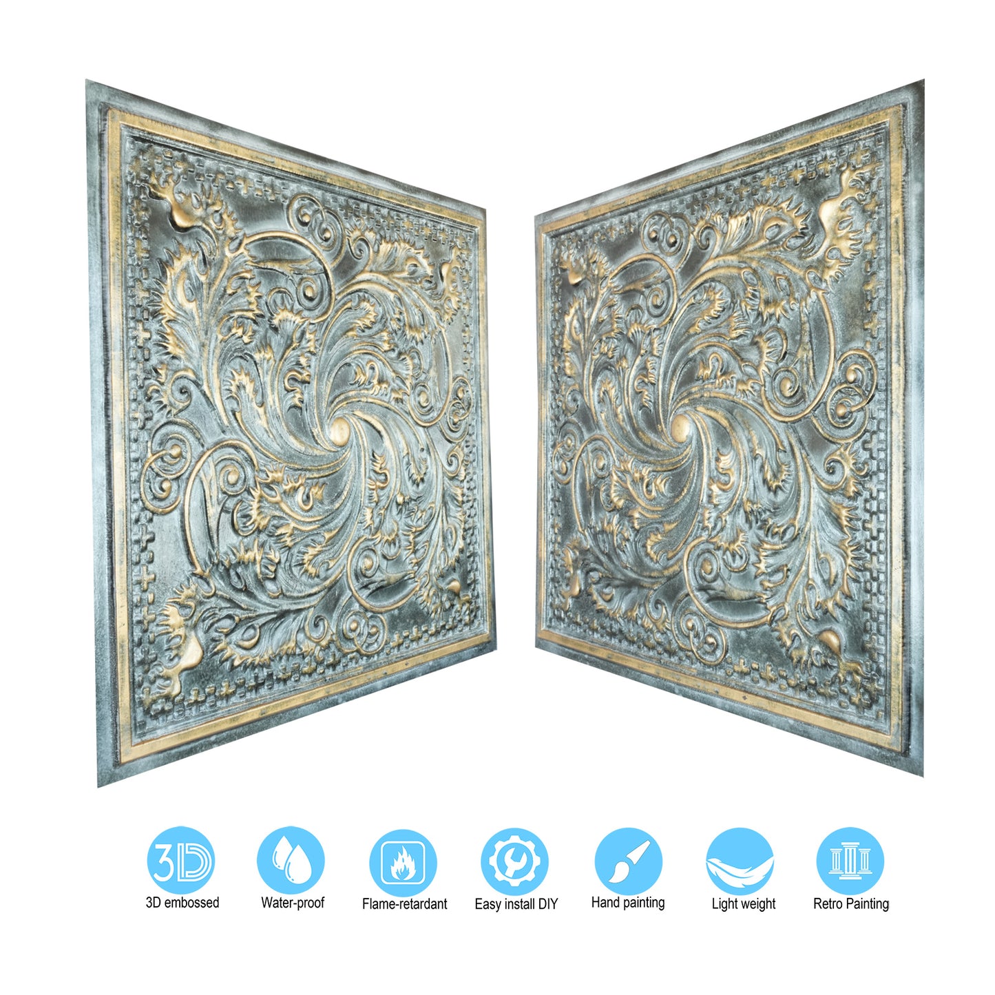 10tiles/lot Drop-In Tin Ceiling Tiles for Restaurants, Bars, Meeting Rooms and Retail Spaces PL62