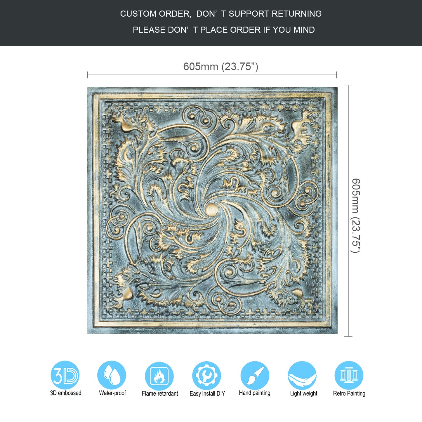 10tiles/lot Drop-In Tin Ceiling Tiles for Restaurants, Bars, Meeting Rooms and Retail Spaces PL62