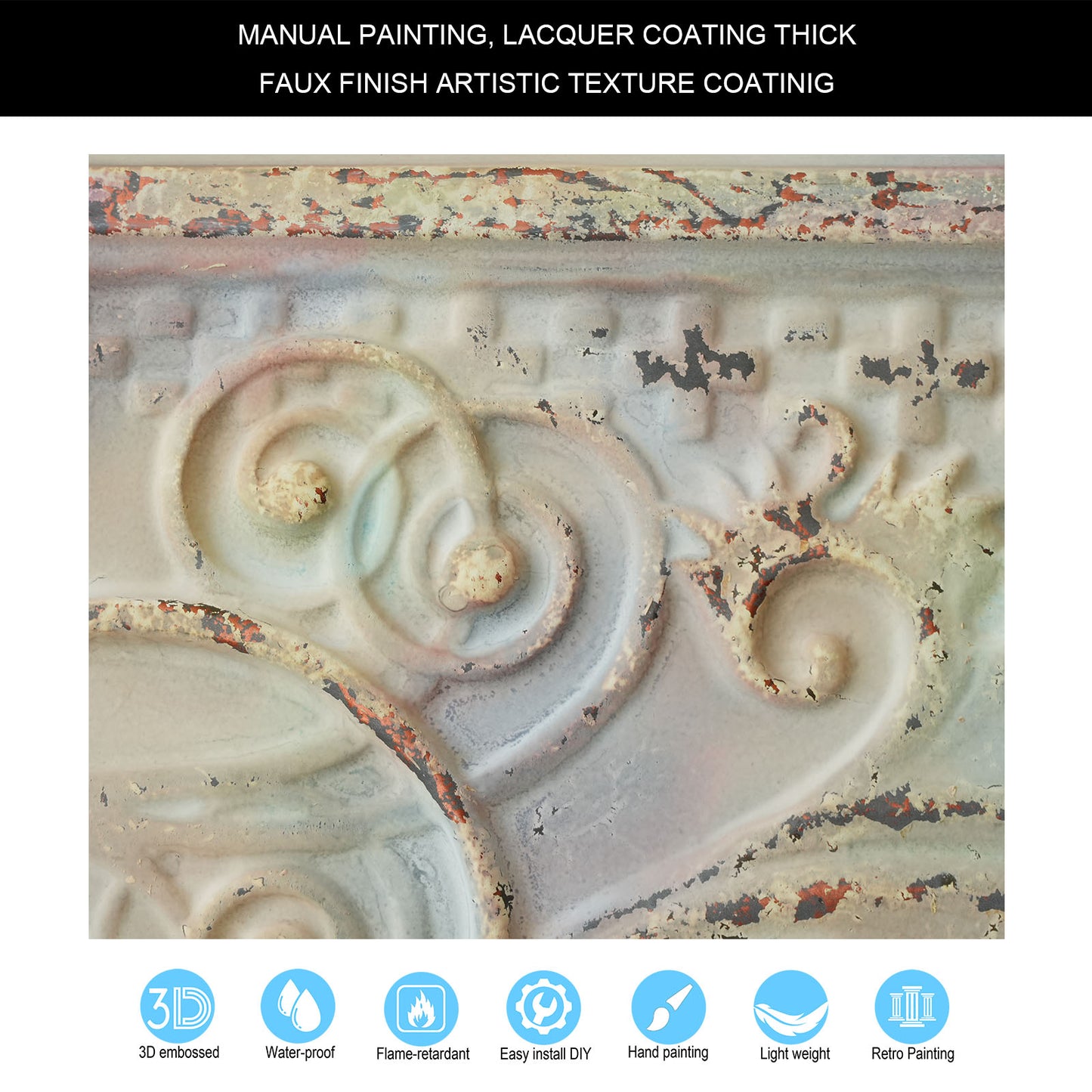 10tiles/lot Distressed Faux Tin Ceiling Tiles for Industrial Cafés, Craft Workshops and Retro Interiors PL62