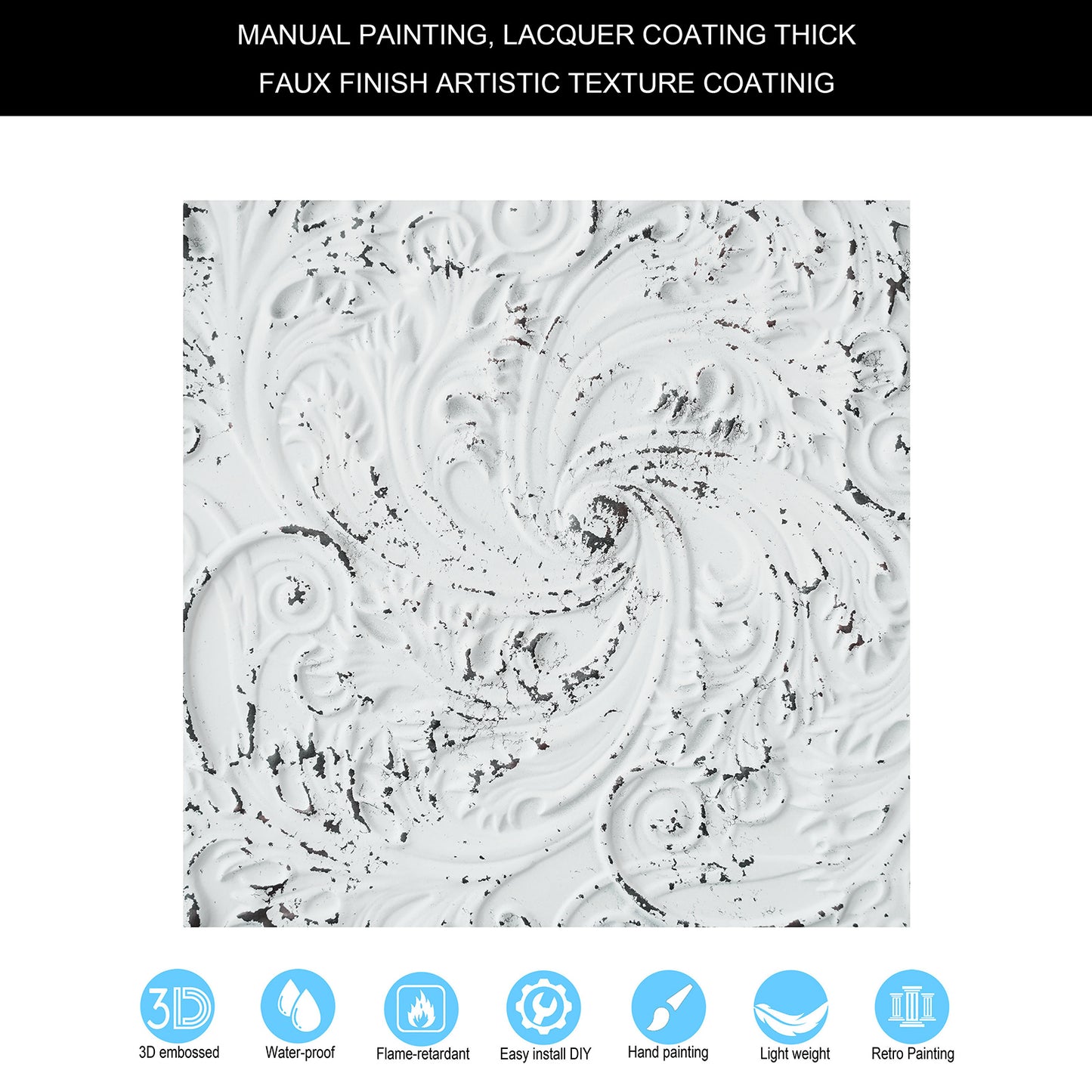 10tiles/lot Distressed Faux Tin Ceiling Tiles for Industrial Cafés, Craft Workshops and Retro Interiors PL62