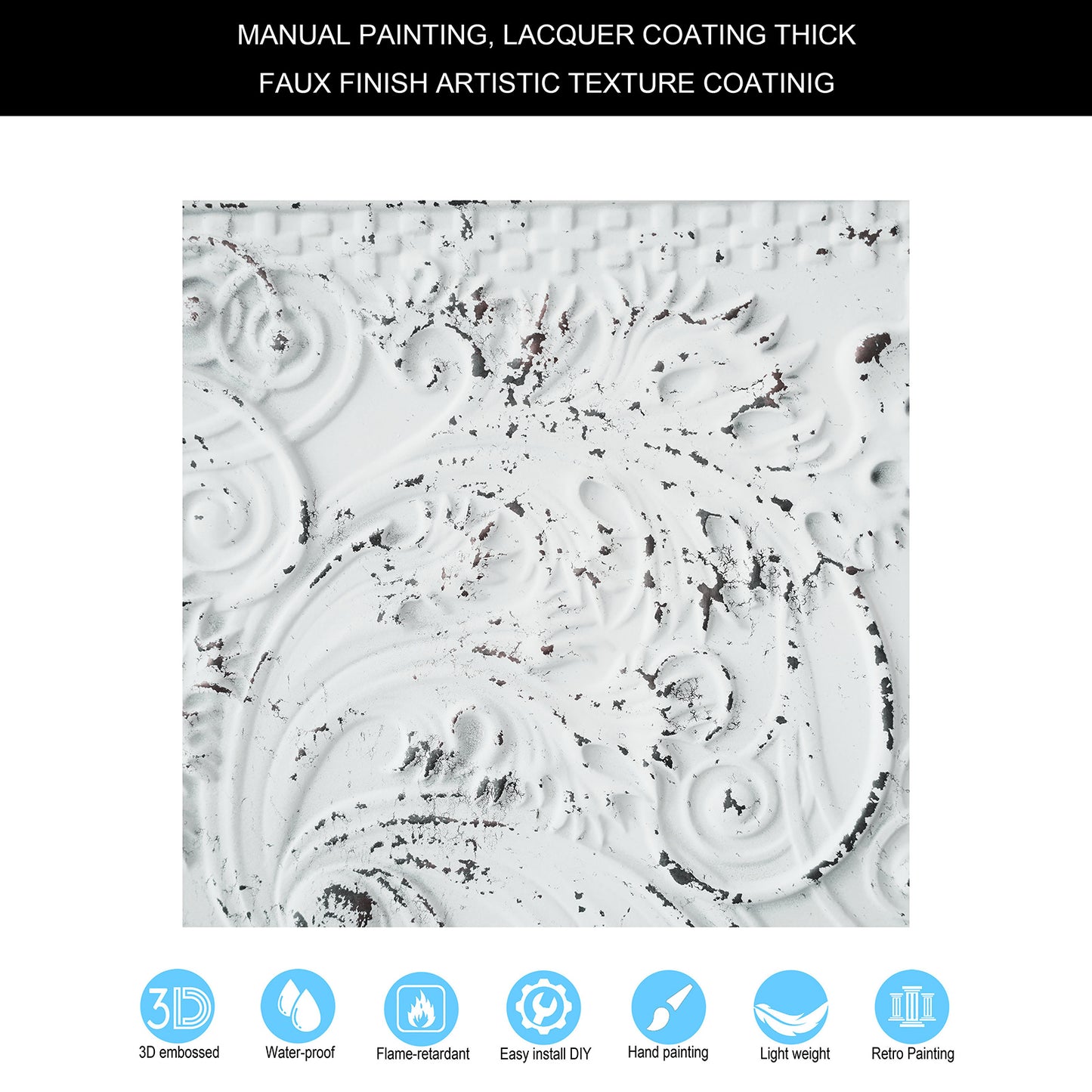 10tiles/lot Distressed Faux Tin Ceiling Tiles for Industrial Cafés, Craft Workshops and Retro Interiors PL62