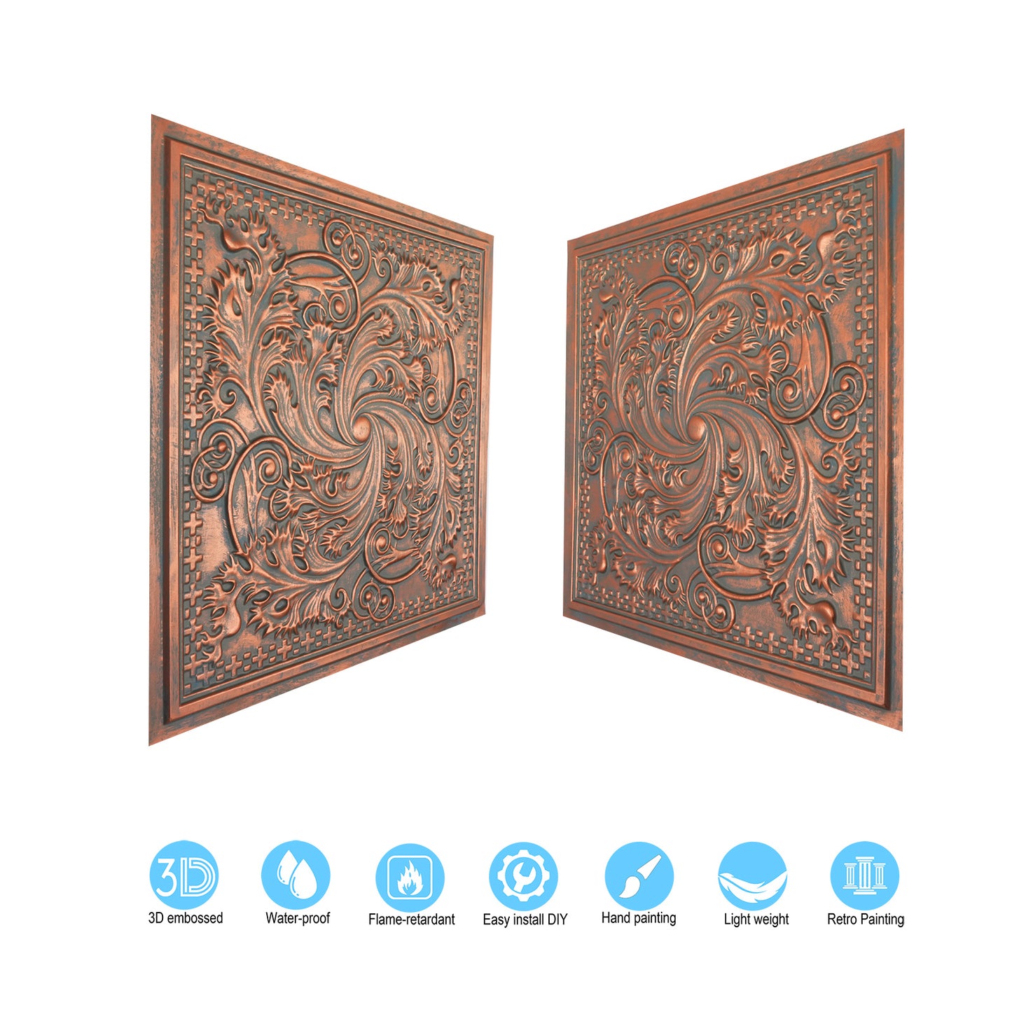 10tiles/lot Tin Ceiling Tiles for Book Cafés, Literary Stores and Creative Cultural Spaces PL62